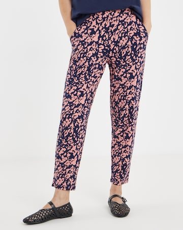 Chocolate Leopard Tie Waist Jersey Tapered Trouser