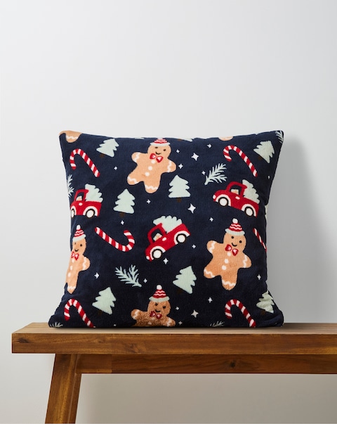 Christmas Gingerbread Fleece Cushion