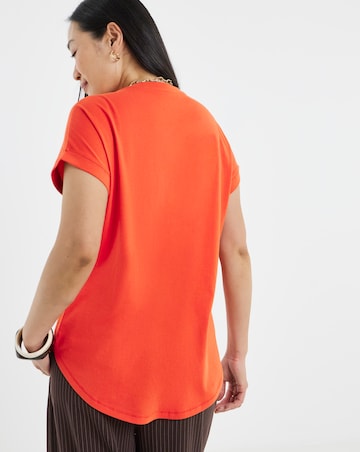 Longline Short Sleeve Curved Hem Top