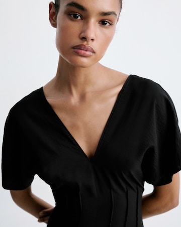 Mango Ruched V-Neck Dress