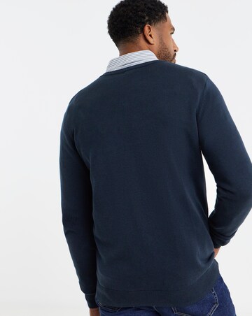 Cotton Knitted V Neck Jumper Long