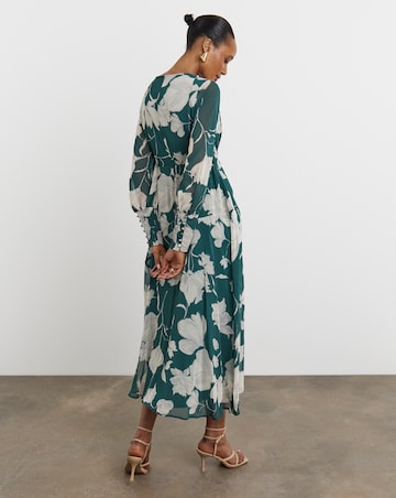 Joanna Hope Long Sleeve Maxi Dress With Keyhole