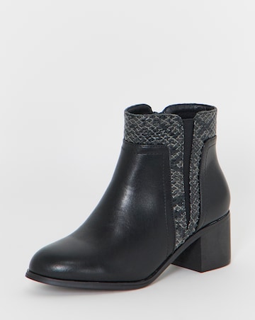 Cushion Walk Elasticated Contrast Snake Heeled Ankle Boots - Wide Fit (E)
