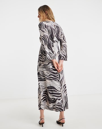 Zebra Print Satin Midi Tea Dress