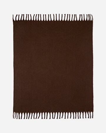 Faux Mohair Fringed Throw - Chocolate