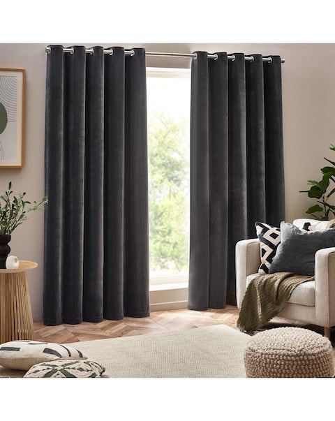 Yard Heavy Chenille Lined Eyelet Curtains