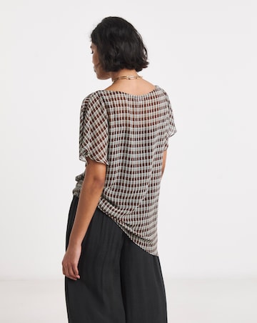Check Chiffon Draped Top