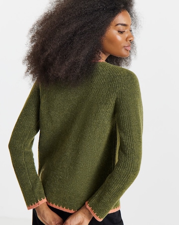 Sponge Whipstitch Crew Neck Cardigan