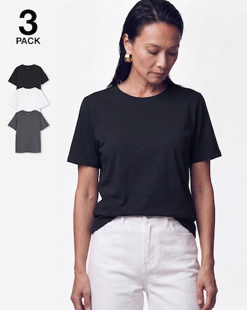 Black, White & Charcoal 3 Pack Crew Neck Short Sleeve T-Shirts