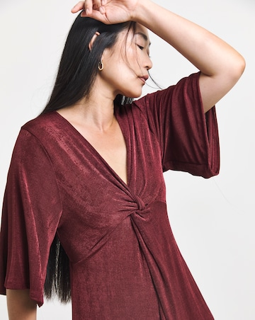 Slinky Twist Front Midi Dress