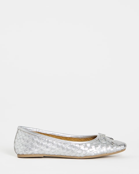 Monaco Woven Leather Ballerinas - Wide Fit (E)