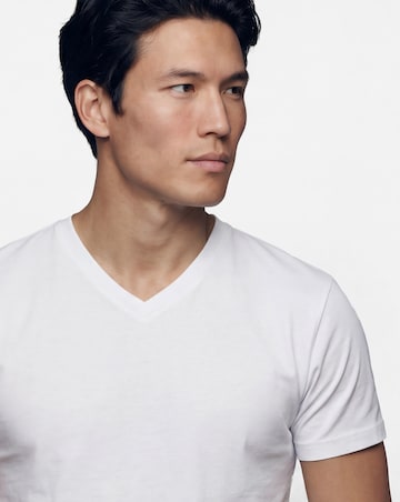 Pure Cotton V Neck T-Shirt Extra Long- White
