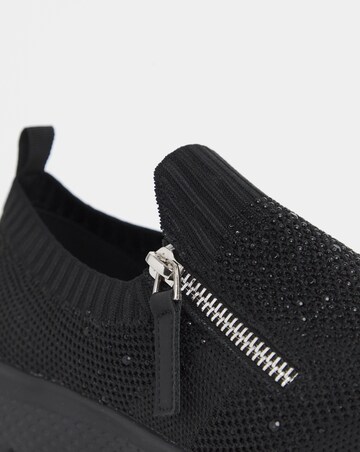 Cushion Walk Sparkle Fly Knit Side Zip Trainers - Extra Wide Fit (EEE)