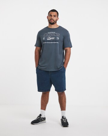 Jack & Jones Graphic Logo Tee - Grey Blue