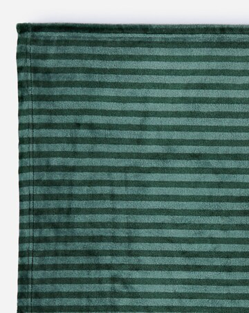 Printed Stripe Fleece Throw - Forest Green