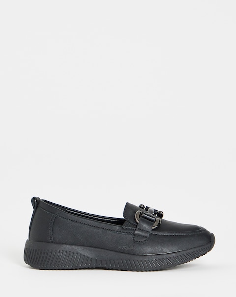 Heavenly Soles Lynn Sporty Loafers With Trim - Wide Fit (E)