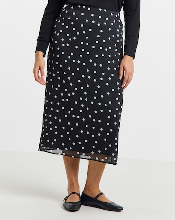 Simply Be Mono Spot Print Chiffon Maxi Skirt