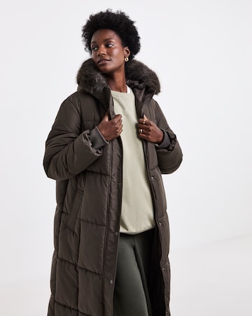 Chocolate Longline Padded Coat