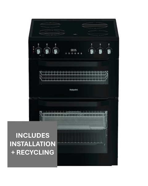 Hotpoint HDE6VDCASB1 60cm Electric Double Cooker with Air Fry - Black + Install