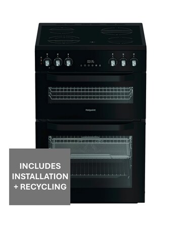 Hotpoint HDE6VDCASB1 60cm Electric Double Cooker with Air Fry - Black + Install