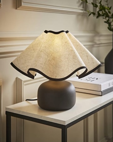 ValueLights Emilia Black Table Lamp with Black Trim Shade