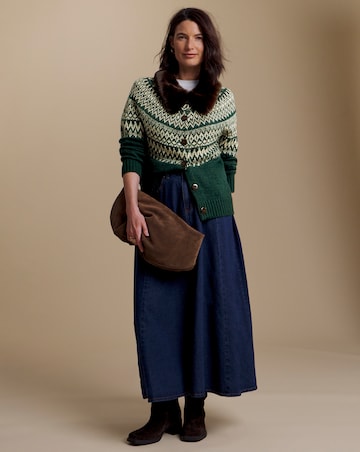 Julipa Fairisle Faux Fur Collar Cardigan