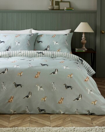 Catherine Lansfield Dog Stripe Duvet Cover Set