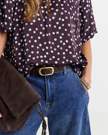 Burgundy Spot Satin Yoryu Bubble Sleeve Top