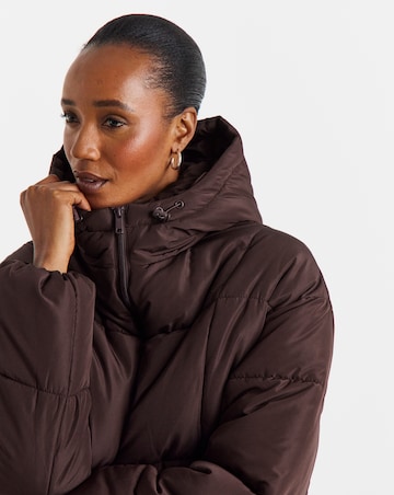 Burgundy Mid Length Padded Coat