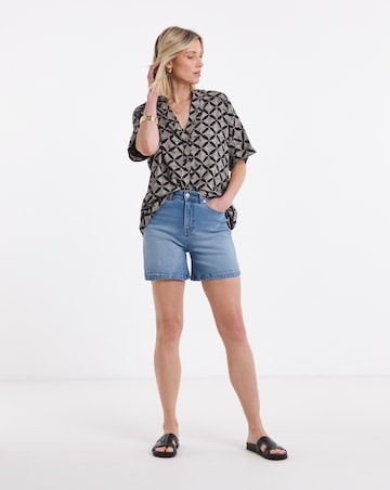 Printed Linen Mix Tunic Top