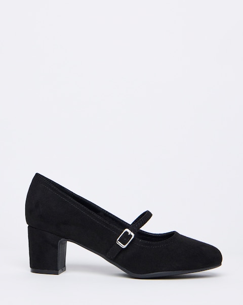 Lorraine Low Block Heel Mary Janes - Wide Fit (E)