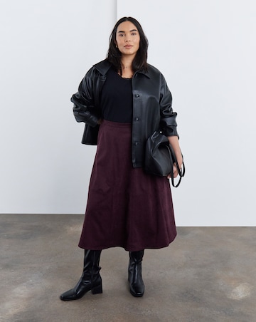 Simply Be Plum Suedette Seam Detail Midi Skirt
