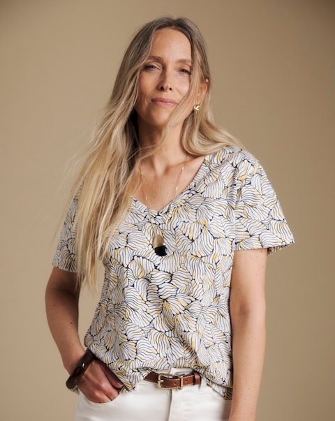 Julipa Pure Cotton V Neck Printed T-Shirt