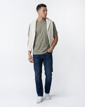 Pure Cotton Crew Neck T-Shirt Long Length-Olive