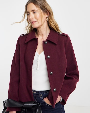 Burgundy Short Button Front Jacket