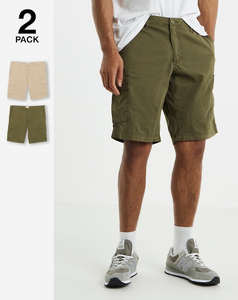JACK & JONES Cole Matty Cargo Shorts Multipack - Khaki/Stone