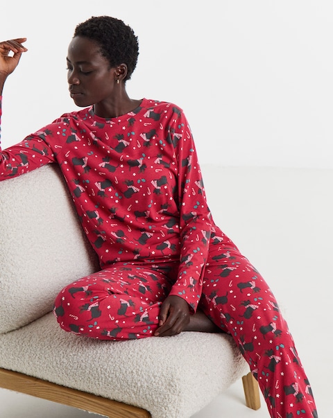 Pretty Secrets Christmas Scottie Dog Family Pyjamas - Womens