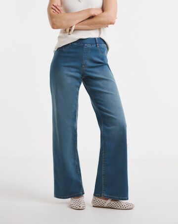 Mid Blue Stretch Wide Leg Jeggings