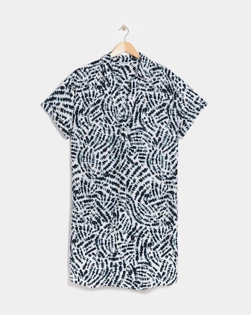 Linen Mix Collared Tunic Dress