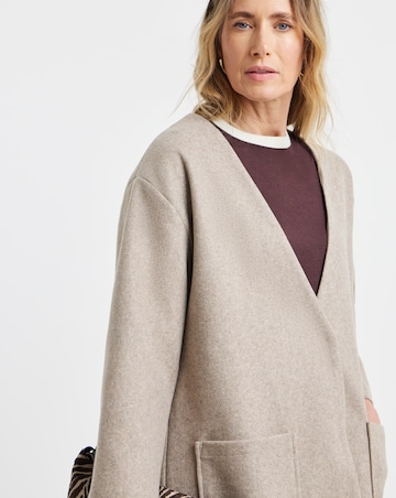 Mushroom Wool Like Collarless Coat