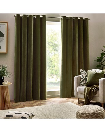 Yard Heavy Chenille Lined Eyelet Curtains