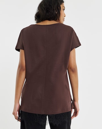 Simply Be Black And Brown Lace 2 in 1 T-Shirt