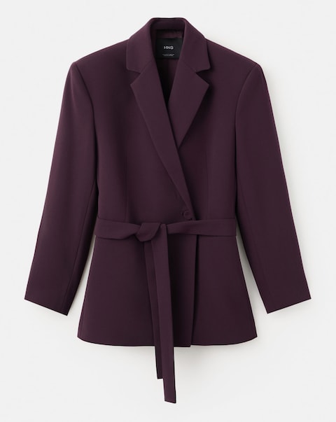 Mango Double-Breasted Blazer With Belt
