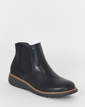 Cushion Walk Chelsea Ankle Boots With Sparkle Back - Wide Fit (E)