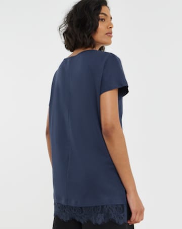 Simply Be Navy Lace 2 in 1 T-Shirt