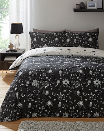 Moon and Stars Reversible Cotton Blend Duvet Cover Set