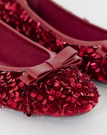 Abundance Classic Bow Sequin Ballerina Shoes - Extra Wide Fit (EEE)