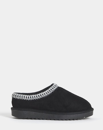 Reese Suede Embroidery Mule Snug Slippers - Extra Wide Fit (EEE)