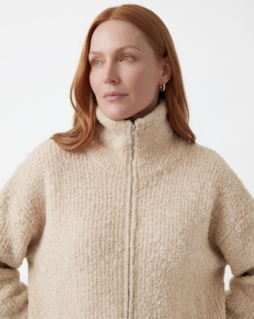 Boucle Zip Through Cardigan