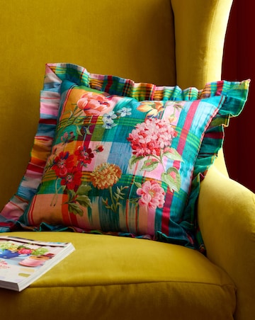 Sophie Robinson Wanderweave Ikat Check Cushion